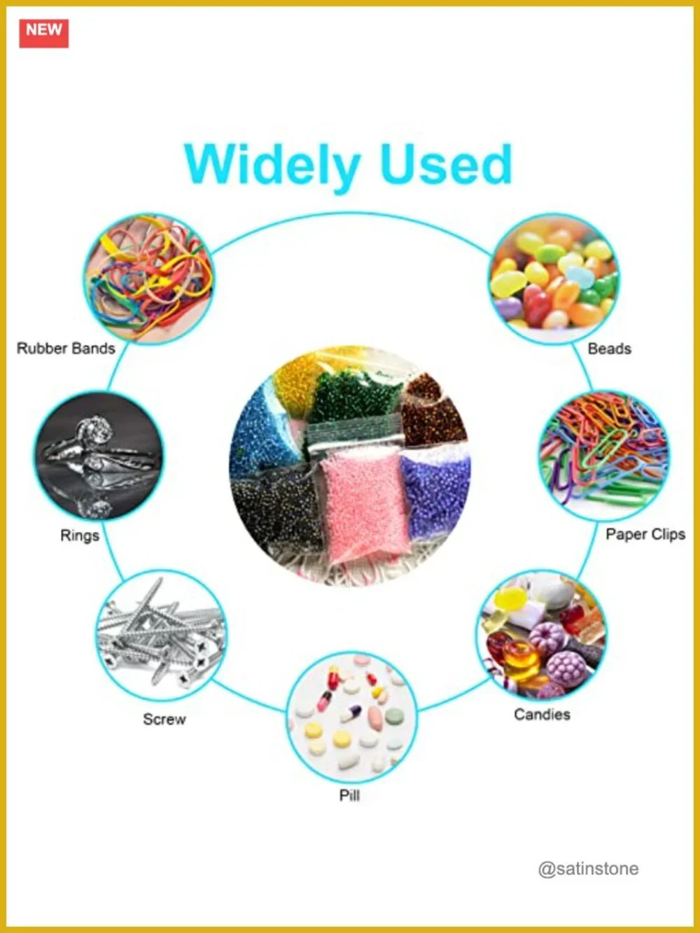 400 Pcs Small Plastic Bags, Clear Resealable 2 Mil, 4 Assorted Sizes, Jewelry